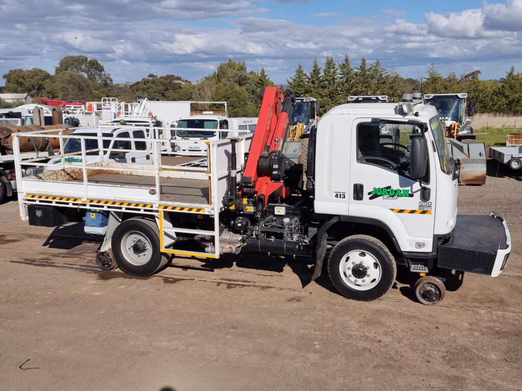 HiRail Flatbed Crane Trucks Jordan Rail